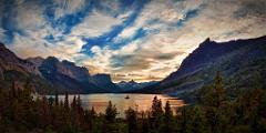 Peter Shinyeda Photography  Goose Island St Mary Lake, Glacier National Park, Montana : Montana, Glacier_NP, Goose_Island, Sunset